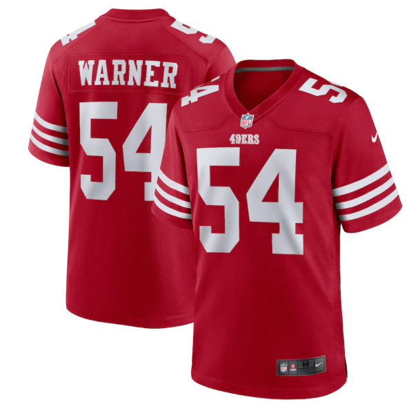 Men's San Francisco 49ers #54 Fred Warner 2022 New Scarlet Stitched Game Jersey
